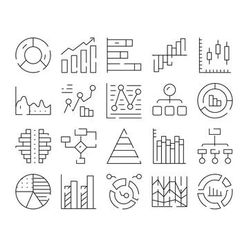 Data analysis visualization icon set collection Illustrazione stock