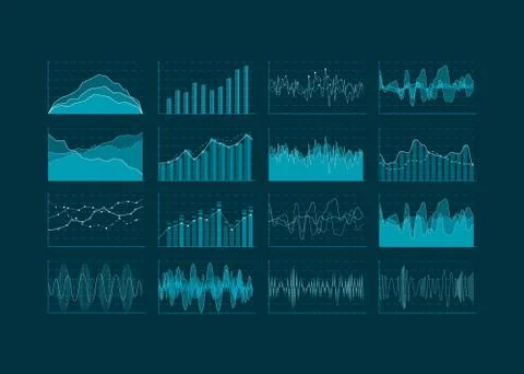 Data analysis visualization. Set of HUD and infographic elements Illustrazione stock