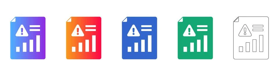 Data Analysis Warning Document Icon Set Stock Illustration