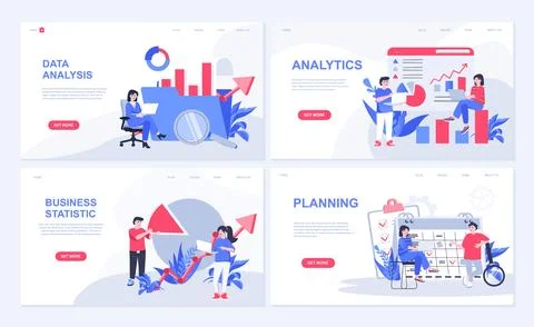 Data analysis web concept for landing page in flat design. Business statistic 스톡 일러스트