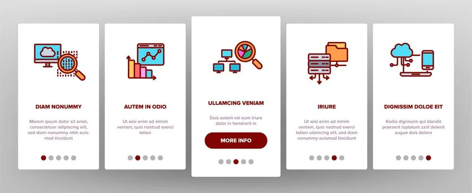 Data Analysis, Web Storage Onboarding Mobile App Page Screen Illustrazione stock