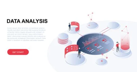 Data analysis website cover Stock Illustration