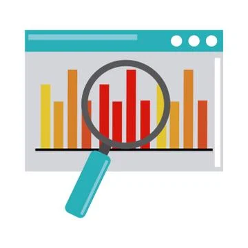 Data analysis, website diagram finance magnifier optimization flat icon Illustrazione stock