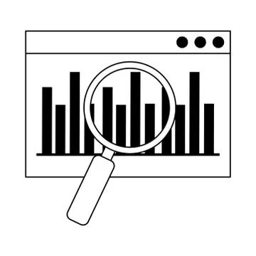 Data analysis, website diagram finance magnifier optimization line icon 스톡 일러스트
