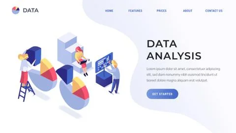 Data analysis website template Stock Illustration