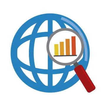 Data analysis, world magnifier diagram financial report flat icon イラスト素材