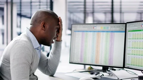 Data Analyst African Man Using Spreadsheet Stock Footage 262884623