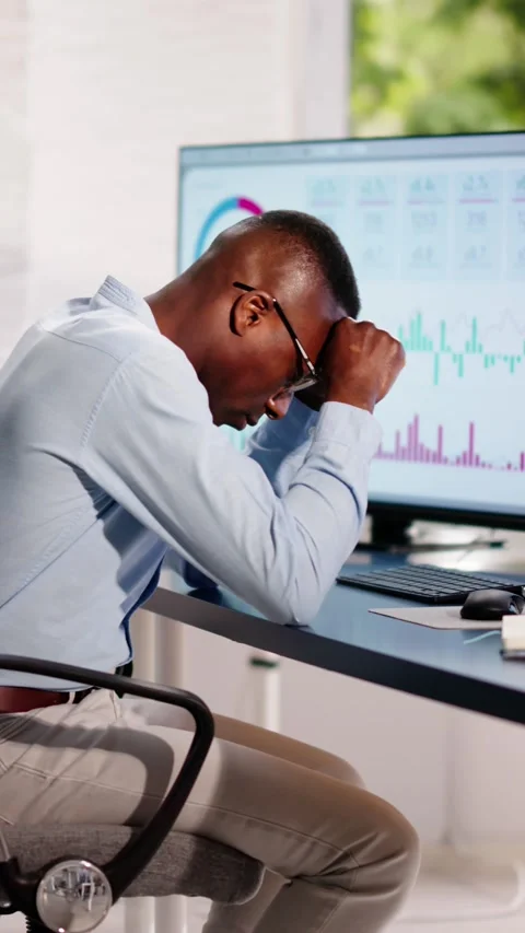 Data Analyst African Man Using Spreadsheet Stock Footage 273790825