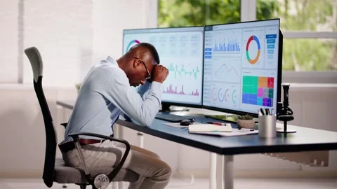 Data Analyst African Man Using Spreadsheet Stock Footage 274374684