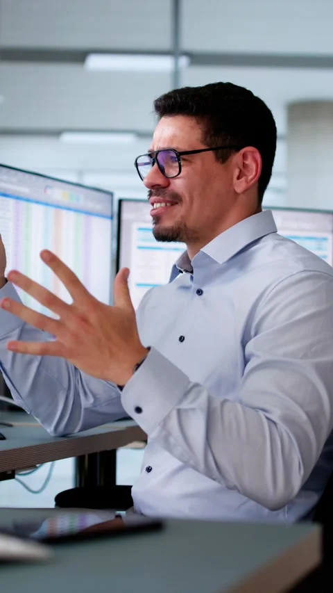 Data Analyst African Man Using Spreadsheet Stock Footage 305277280