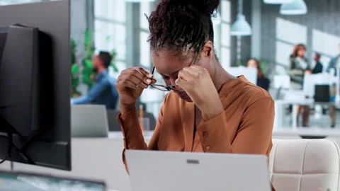 Data Analyst African Woman Using Spreadsheet Stock Footage 328407794