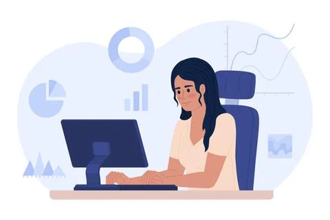 Data analyst career flat concept vector spot illustration Stock Illustration