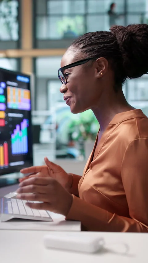Data Analyst Celebrating High Performance Success Stock Footage 346323508