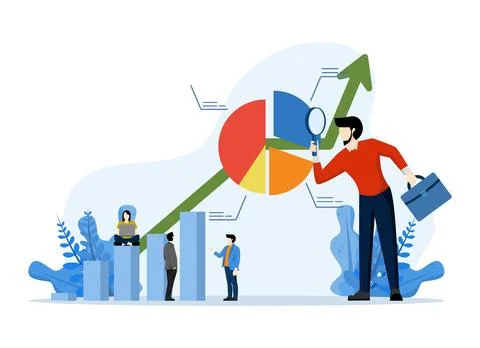 Data Analyst concept, Showing business team researching big data statistics. Stock Illustration