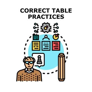 Data analyst developing correct table practices concept planning Stock-Illustration