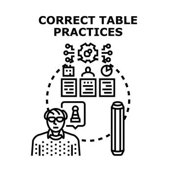 Data analyst developing correct table practices concept planning Stock Illustration