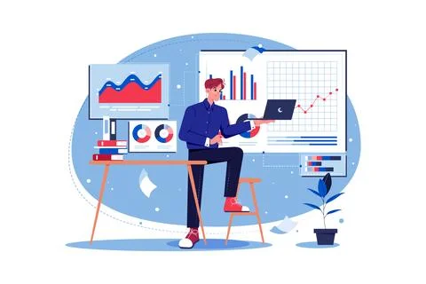 Data Analyst Illustration concept on white background Stock Illustration