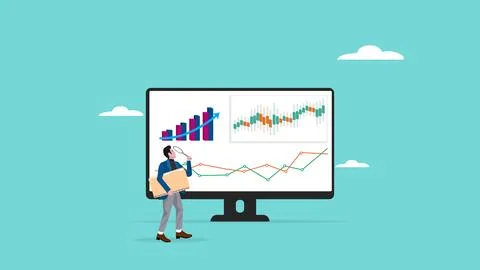 Data analyst illustration, Financial Analyst Or Consultant, analysis of eco.. Stock Illustration