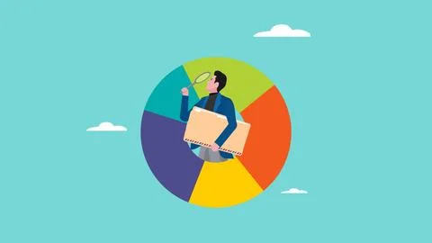 Data analyst illustration, Financial Analyst Or Consultant, analysis of eco.. Stock Illustration