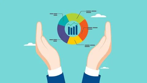 Data analyst illustration, Financial Analyst Or Consultant, analysis of eco.. Stock Illustration