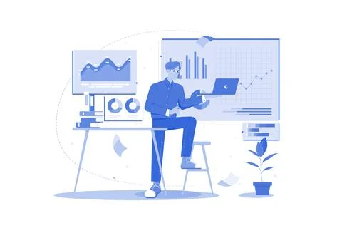 Data Analyst interpreting research findings. Stockillustratie