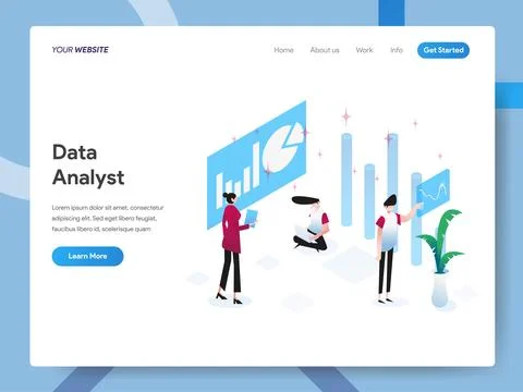 Data Analyst Isometric Illustration for website page Stock Illustration