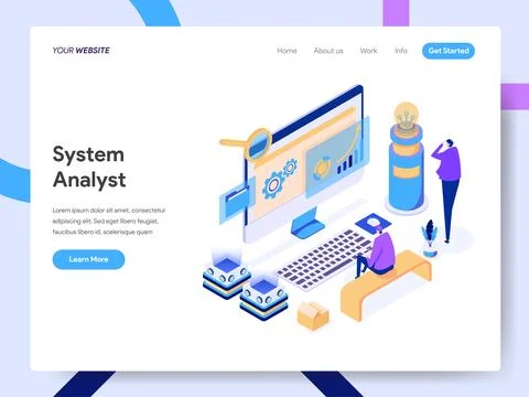 Data Analyst Isometric Illustration for website page Stock Illustration