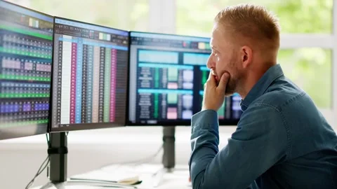 Data Analyst Man Using Spreadsheet Stock Footage 273111435