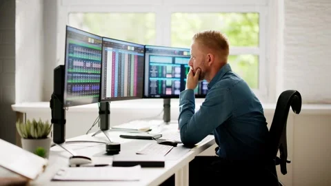 Data Analyst Man Using Spreadsheet Stock Footage 273772519