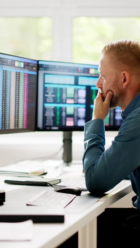 Data Analyst Man Using Spreadsheet Stock Footage 274765074