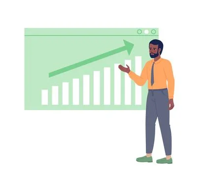Data analyst with presentation board flat concept vector spot illustration Illustrazione stock