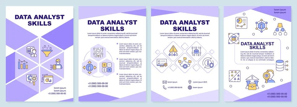 Data analyst skills brochure template Stock Illustration