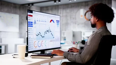 Data Analyst Using Data Analytics KPI Stock Footage 291319651