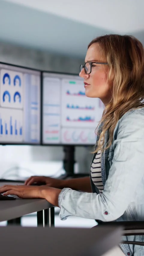 Data Analyst Using Data Analytics KPI Stock Footage 296925873