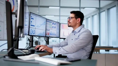 Data Analyst Using Data Analytics KPI Stock Footage 306314073