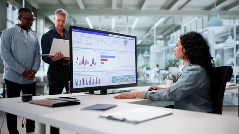 Data Analyst Using Data Analytics KPI Stock Footage 312123259