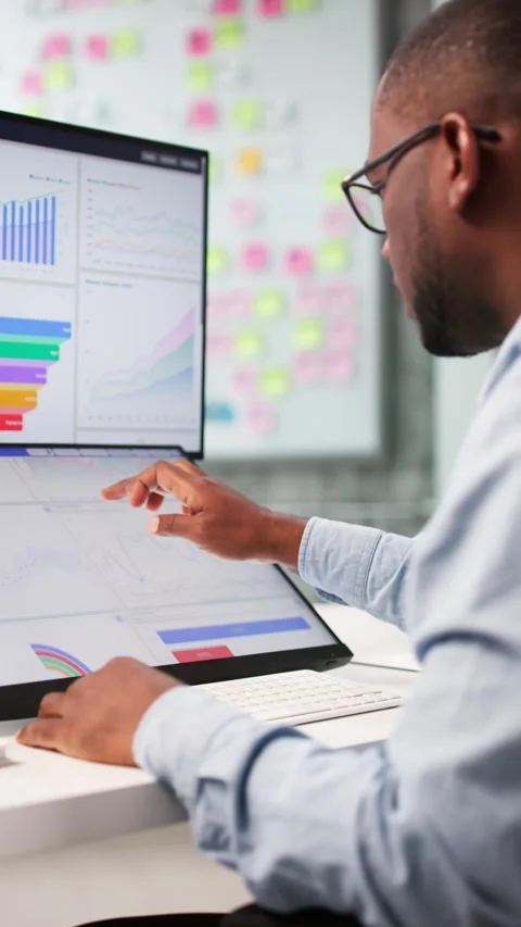 Data Analyst Using Data Analytics KPI Stock Footage 319349774