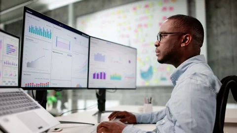 Data Analyst Using Data Analytics KPI Stock Footage 320767979