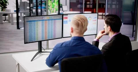 Data Analyst Using Data Analytics KPI Dashboard Stock Photos