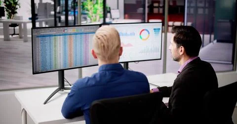 Data Analyst Using Data Analytics KPI Dashboard Stock Photos
