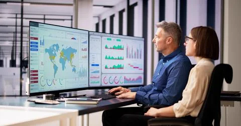 Data Analyst Using Data Analytics KPI Stock Photos