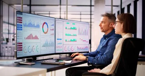 Data Analyst Using Data Analytics KPI Stock Photos