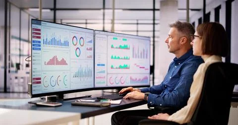 Data Analyst Using Data Analytics KPI Stock Photos