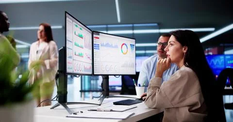 Data Analyst Using Data Analytics KPI Dashboard Stock Photos