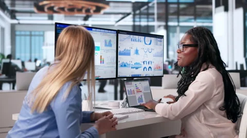 Data Analyst Woman Celebrating Milestone Stock Footage 342980061