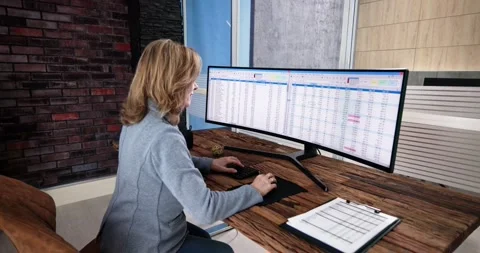 Data Analyst Woman Using Spreadsheet Stock Footage 231927908