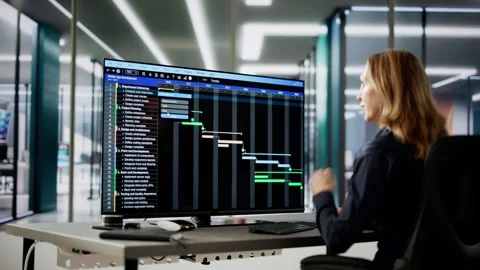 Data Analyst Woman Using Spreadsheet Stock Footage 265512797