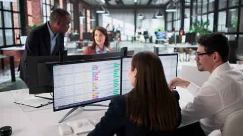Data Analyst Working With Business Team On Computer Stock Footage 328710648
