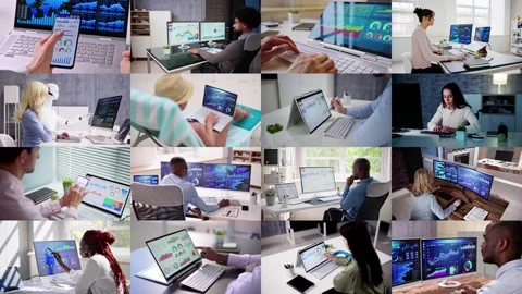 Data Analysts Using Data Analytics KPI Stock Footage 249764683