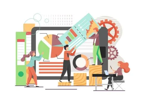 Data analysts, vector flat style design illustration Stock Illustration